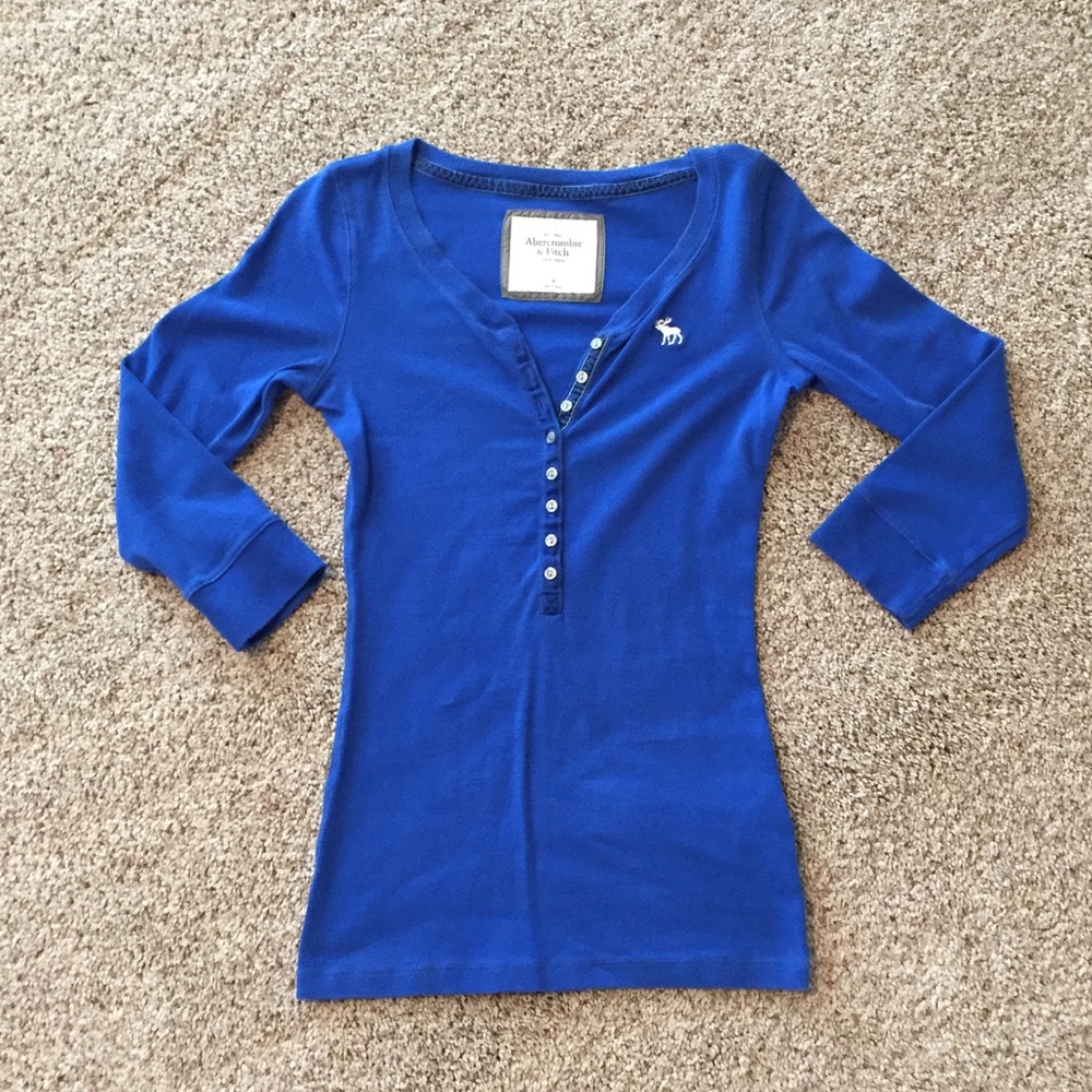 A&F Cobalt Blue 3/4 sleeved Shirt